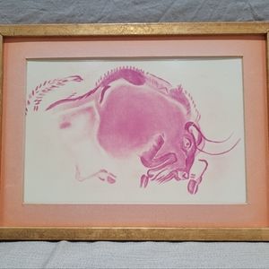 Vintage Pink Bison Art Print
